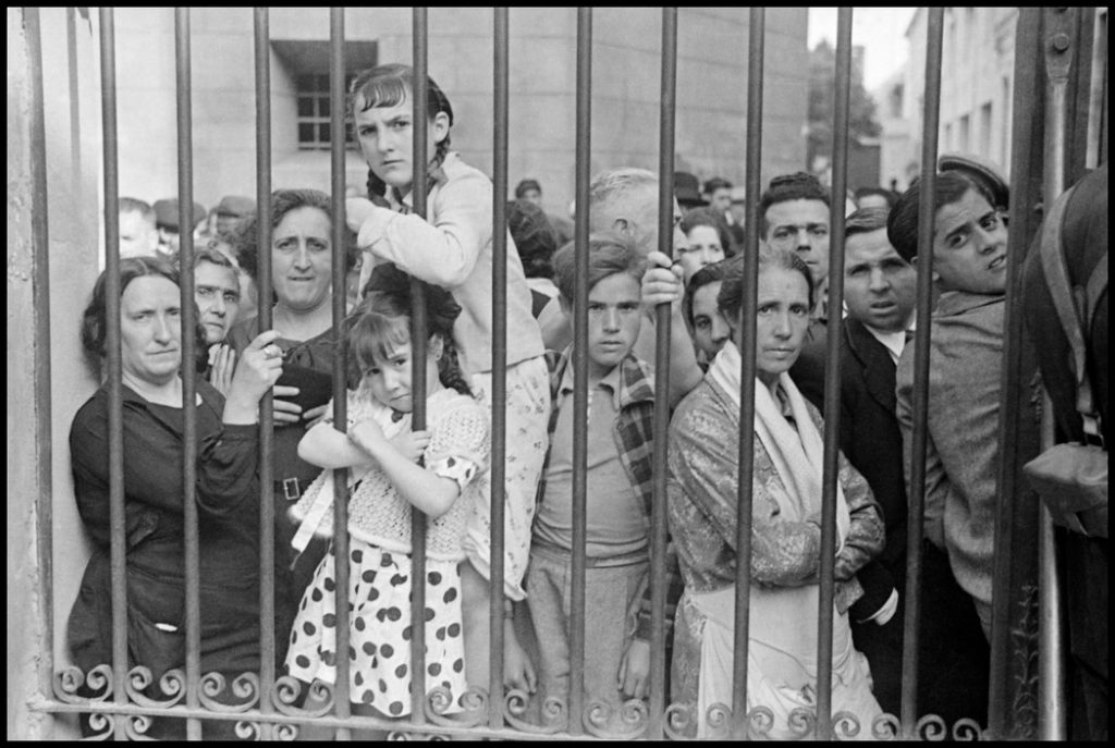 SPAIN. Valencia. May, 1937. Crowd outside morgue after air raid. (From the Mexican Suitcase)
